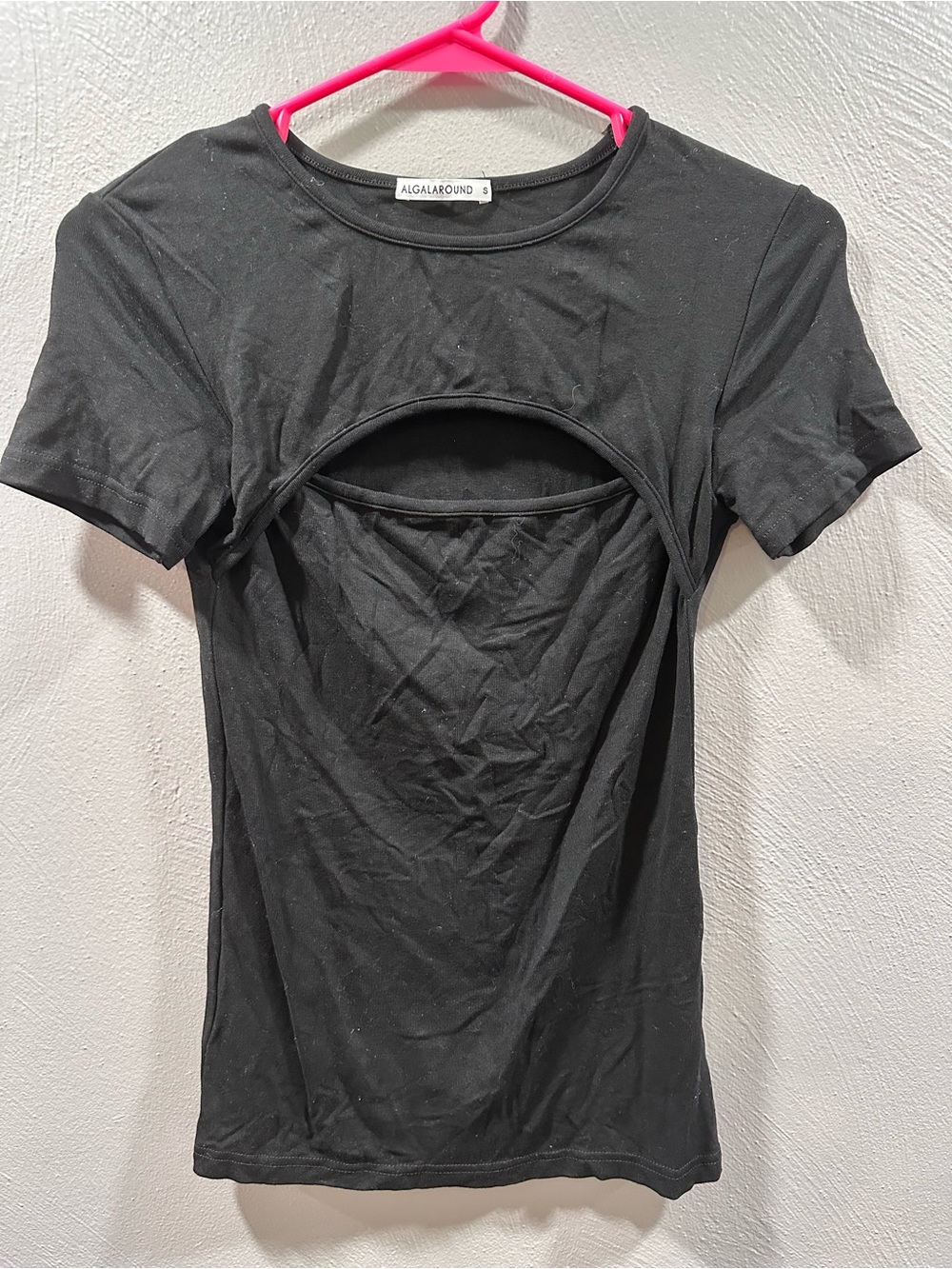 Algalaround Black Short Sleeve Cutout Tee